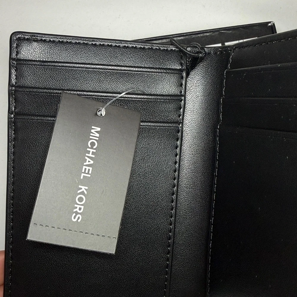 Michael Kors folding card case Textured Gray Card Holder wallet